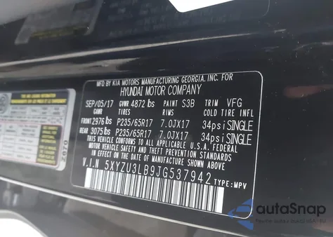 2018 Hyundai Santa Fe Sport 2.4L z USA, uszkodzony, nr VIN 5XYZU3LB9JG537942